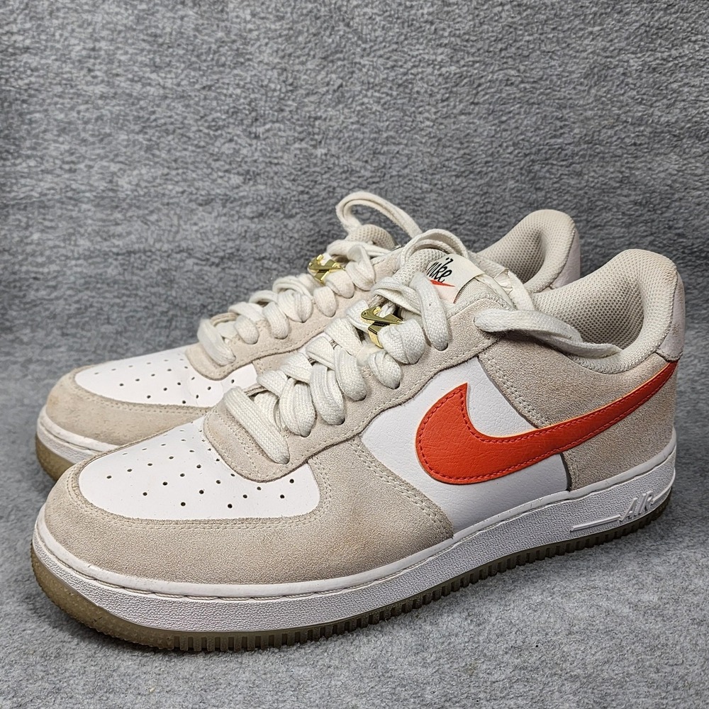 Nike Air Force 1 '07‎ LV8 First Use Shoes Womens Size 10 White Orange Suede